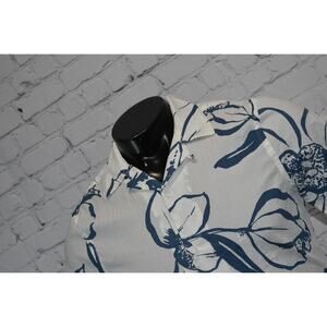 Express Shirt Mens Size XS White Blue Floral Tropical Hawaiian NEW Without Tags